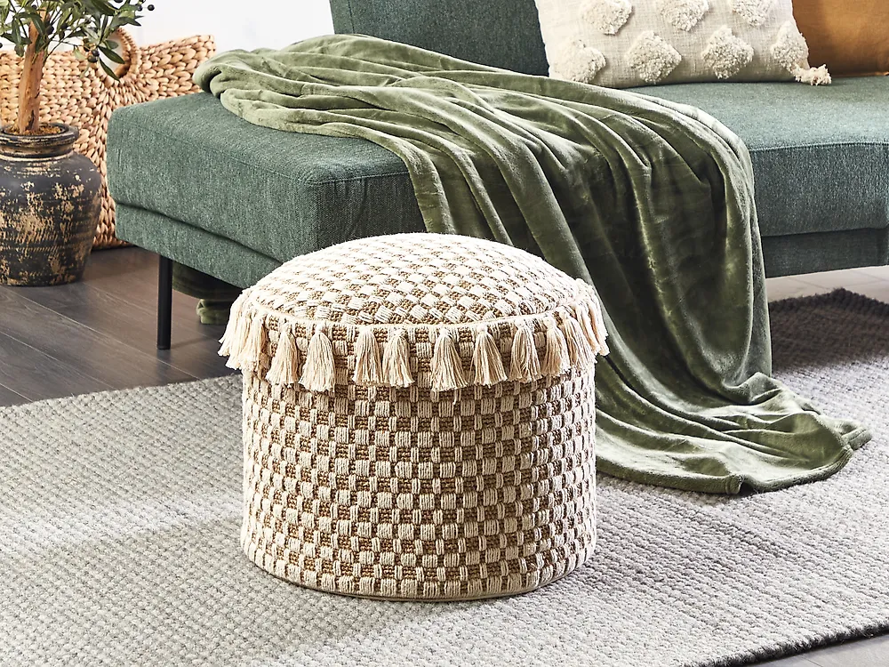 Pouf PIRAK Baumwolle Hellbeige