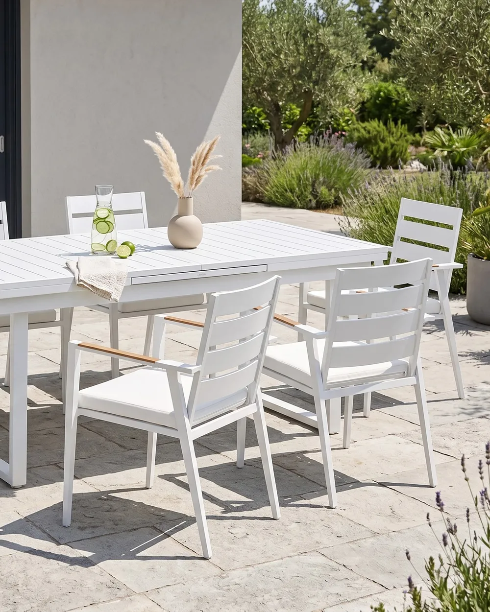 Gartenstuhl 6er Set TAVIANO Metall Weiß