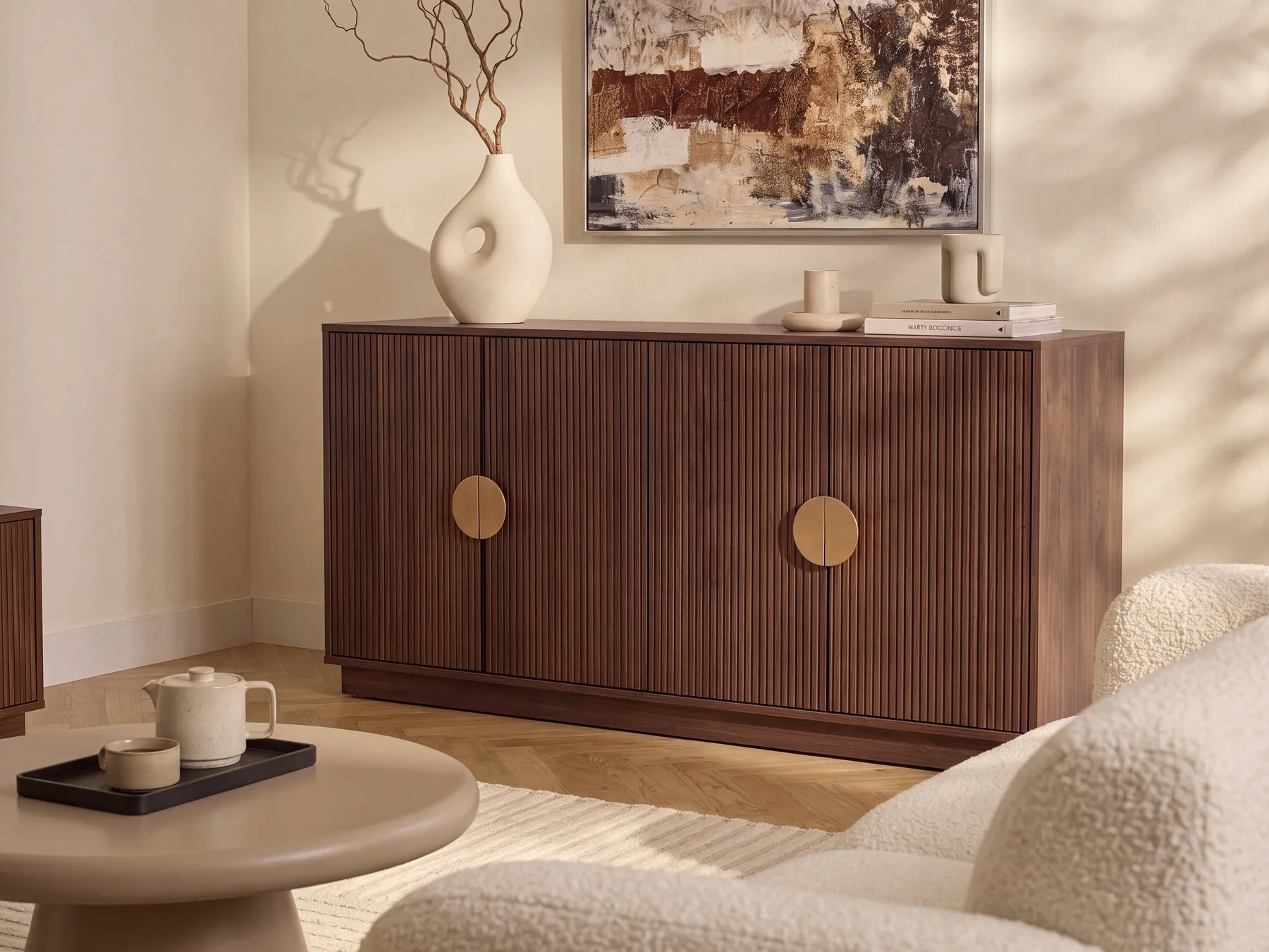 4 Door Sideboard NUMURKAH Dark Brown_1109555