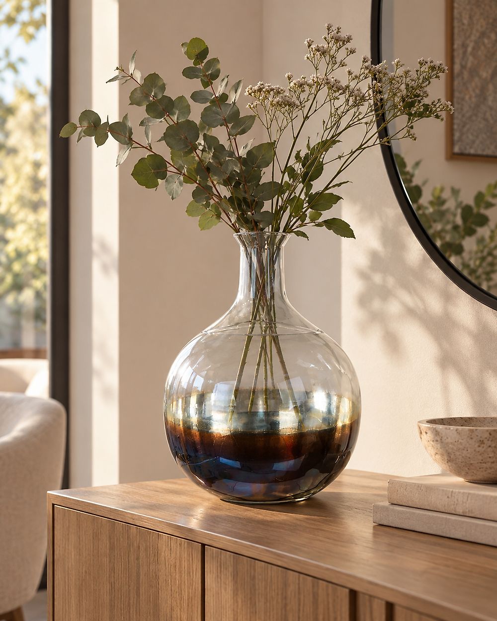 Flower Vase RAZALA 40 cm Glass Multicolour