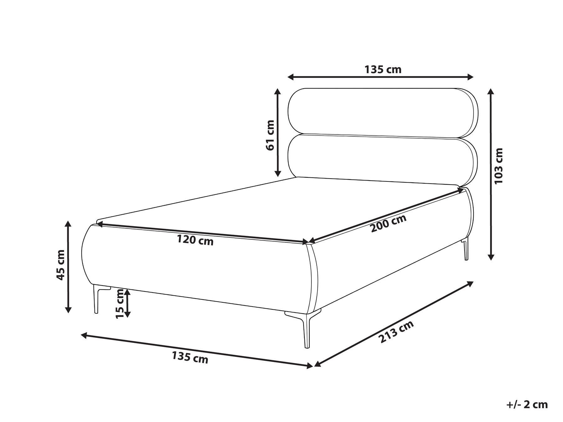 Bett mit Lattenrost Samtstoff LESSAY 120 x 200 cm Hellbeige_1124978