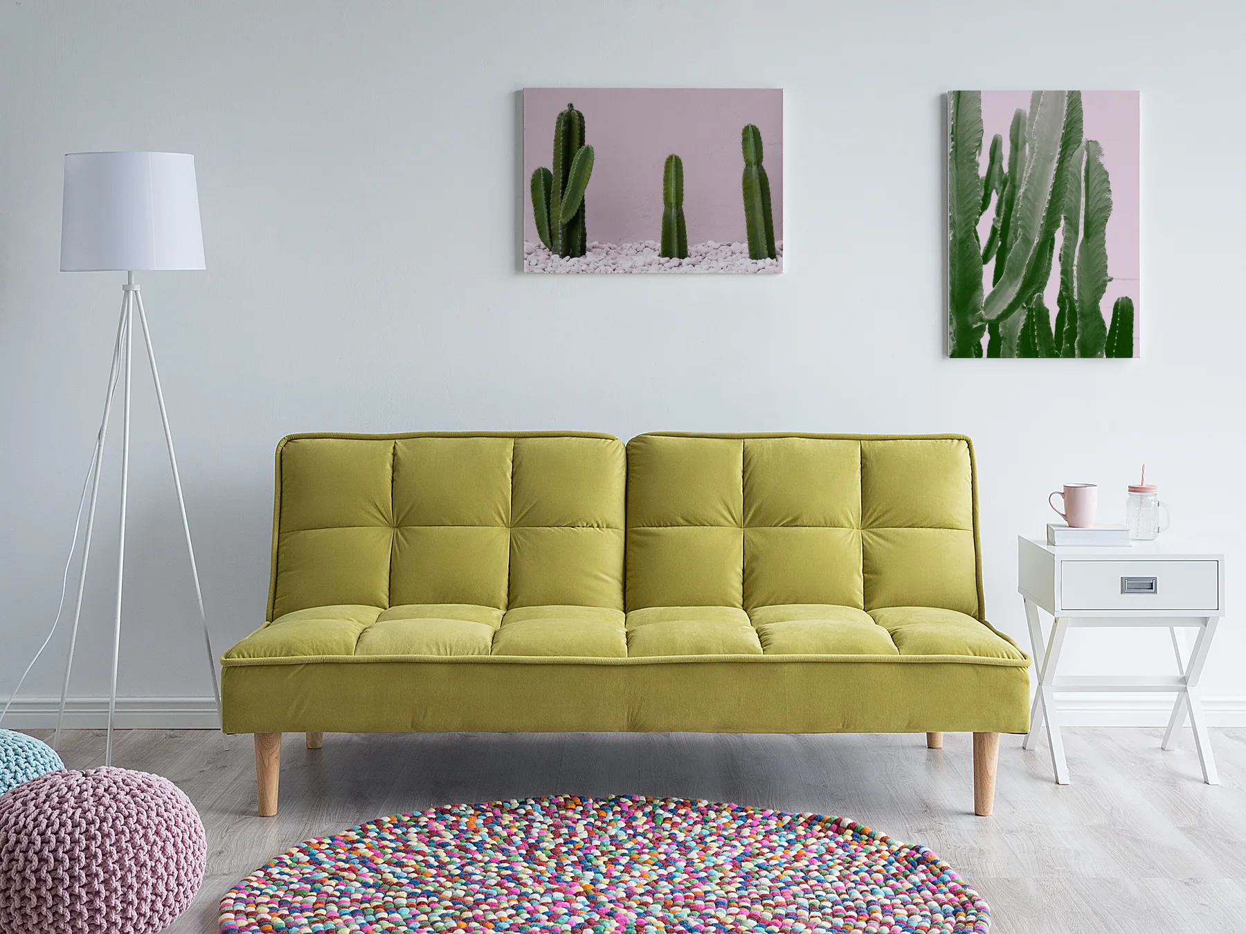 Schlafsofa 3-Sitzer SILJAN Stoff Olivgrün_702094