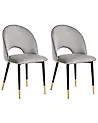 Esszimmerstuhl 2er Set MAGALIA Samtstoff Grau