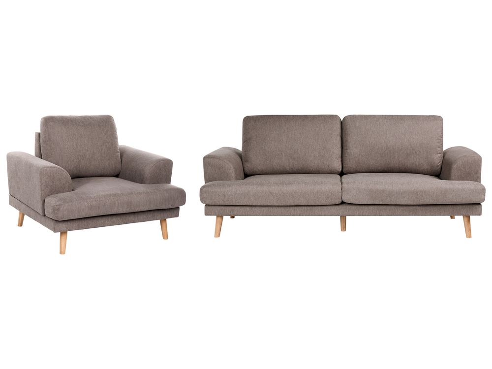 Living Room Set 4 Seater KILDAL Fabric Brown