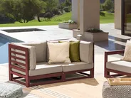 Gartensofa 2-Sitzer TRANI modular Akazienholz Dunkelrot_895493