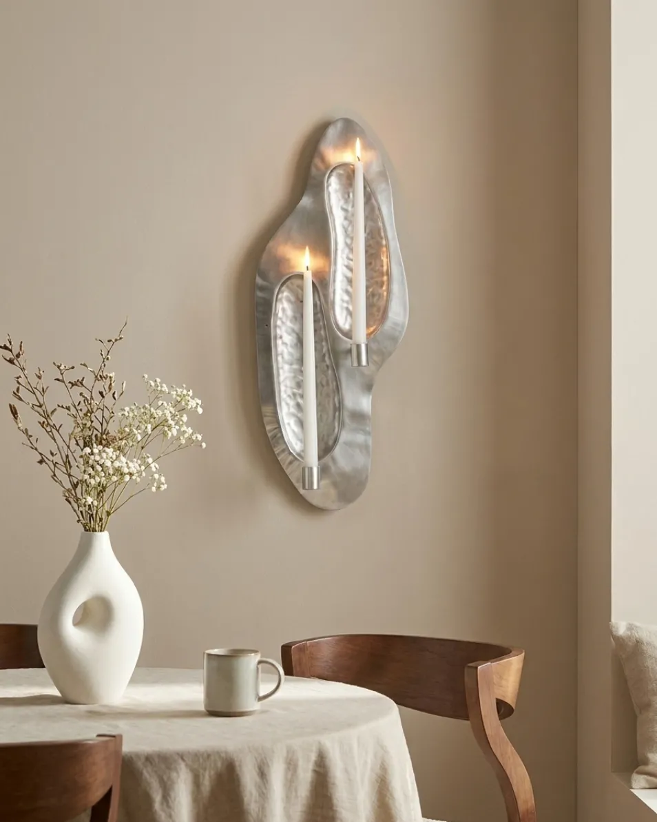 Wandkerzenhalter PENICHE 60 cm Metall Silber