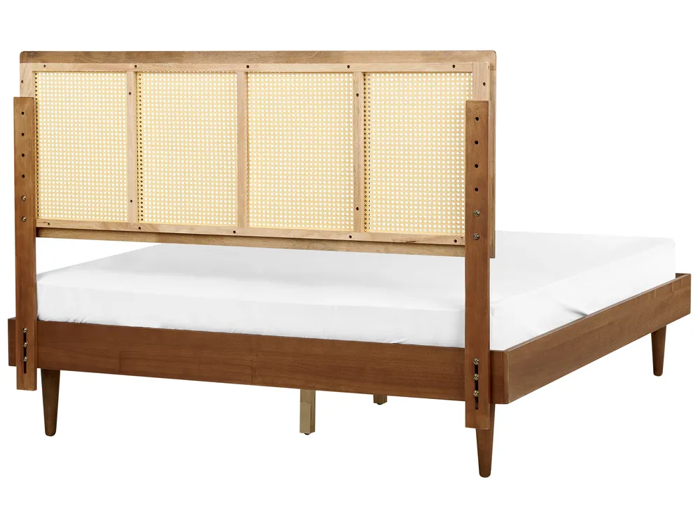 Bett mit LED Rattan AURAY 160 x 200 cm Braun_943910