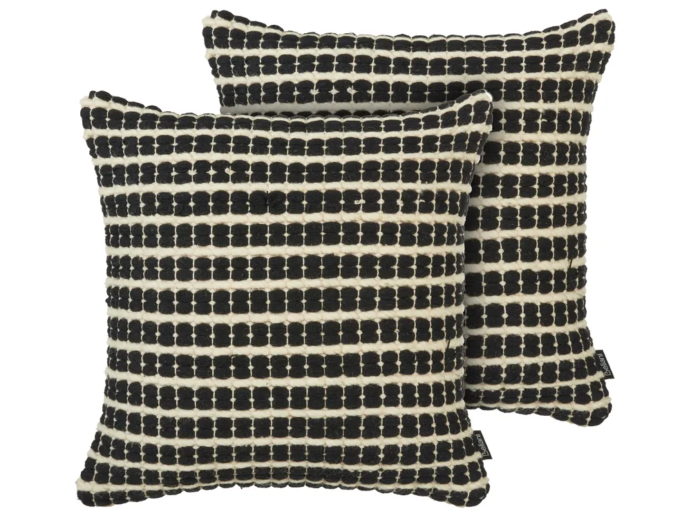 Dekokissen 2er Set YONCALI 45 x 45 cm Baumwolle Schwarz Kariertes Muster