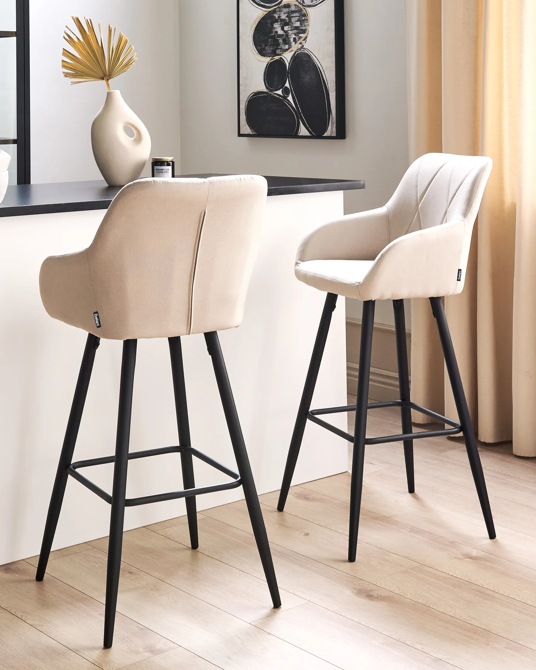 Set of 2 Bar Chairs DARIEN Light Beige_877586