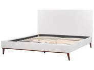 Bett mit Lattenrost Samtstoff BAYONNE 180 x 200 cm Cremeweiß_901356