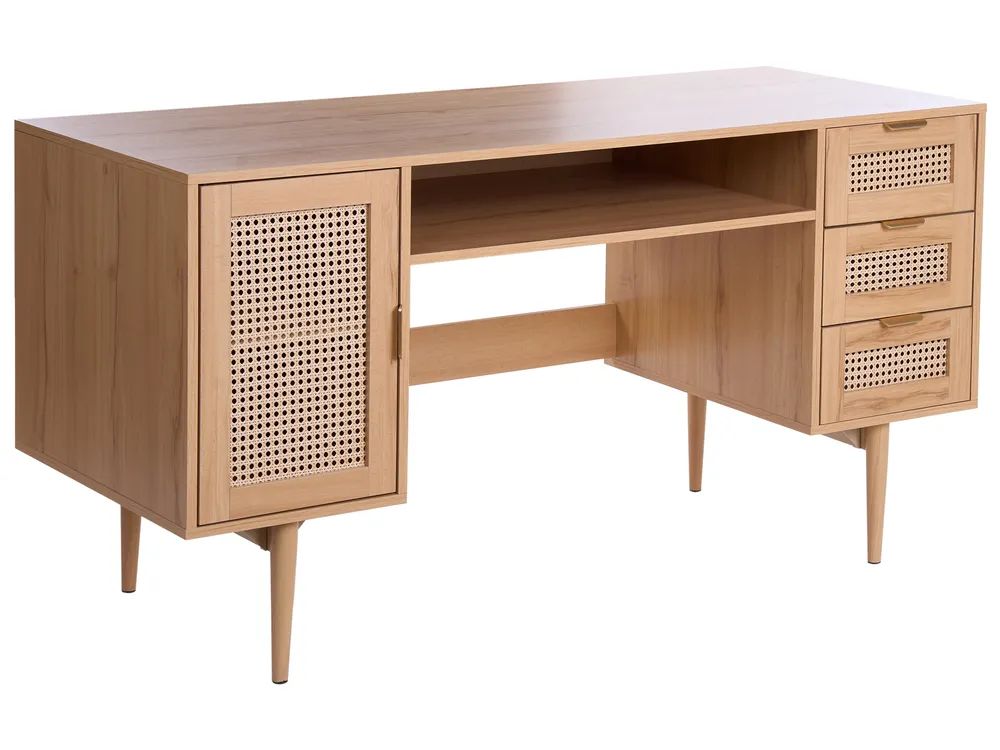 Schreibtisch RAFFRA 140 cm 60 cm Hellbraun