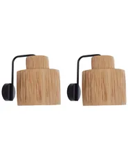 Wandlampe 2er Set SHINFA Geflecht Naturfarben_899933