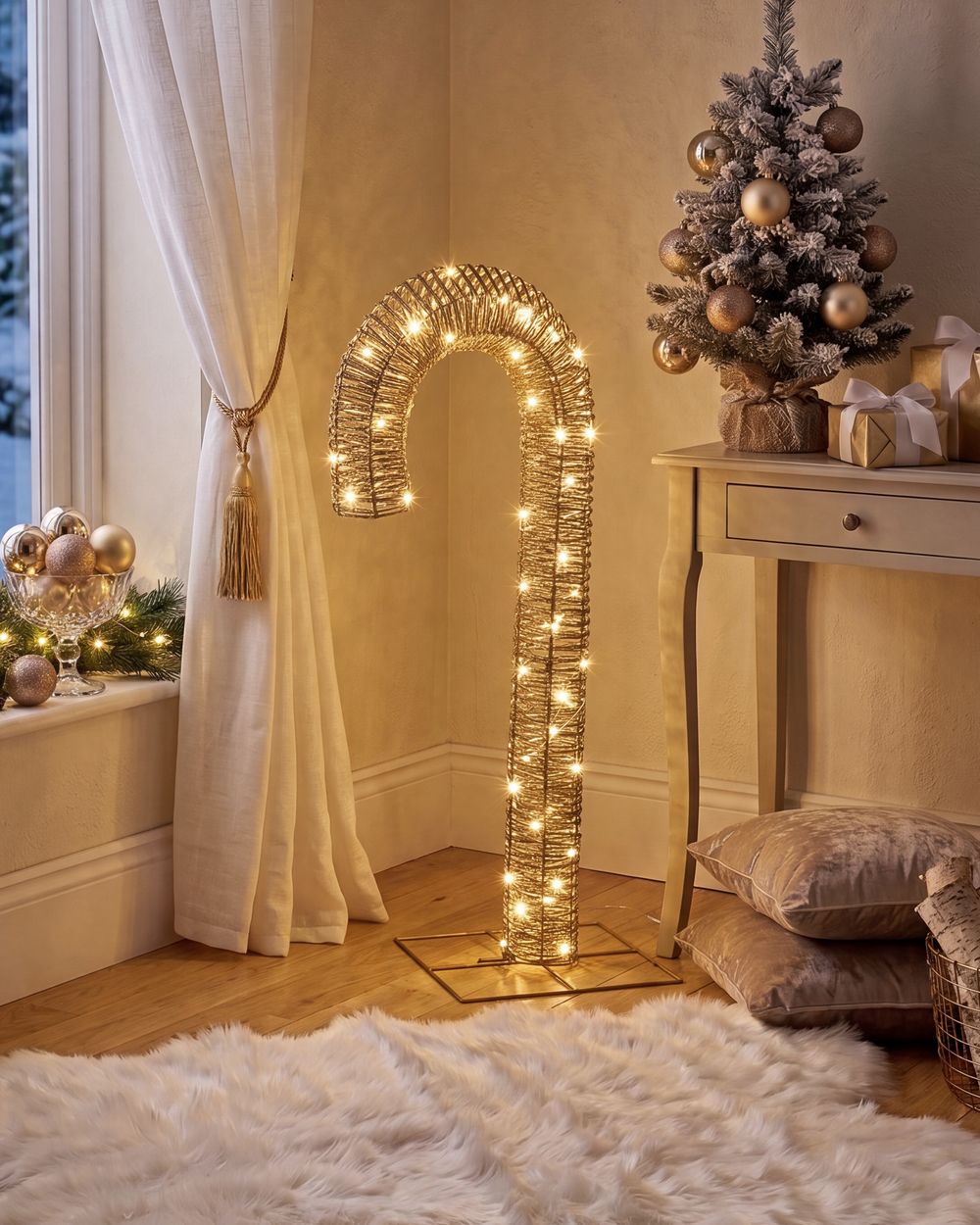 Outdoor Decoration LED HOLMAVIK 74 cm Candy Cane Gold