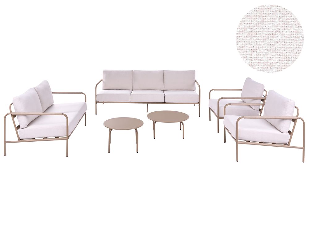 Tuinbanken set 7-zits NUXIS met tafels Metaal Lichtbeige