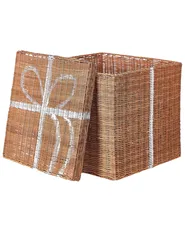 Aufbewahrungskorb 3er Set Weihnachtsgeschenke CADEAU Rattan Naturfarben_880271