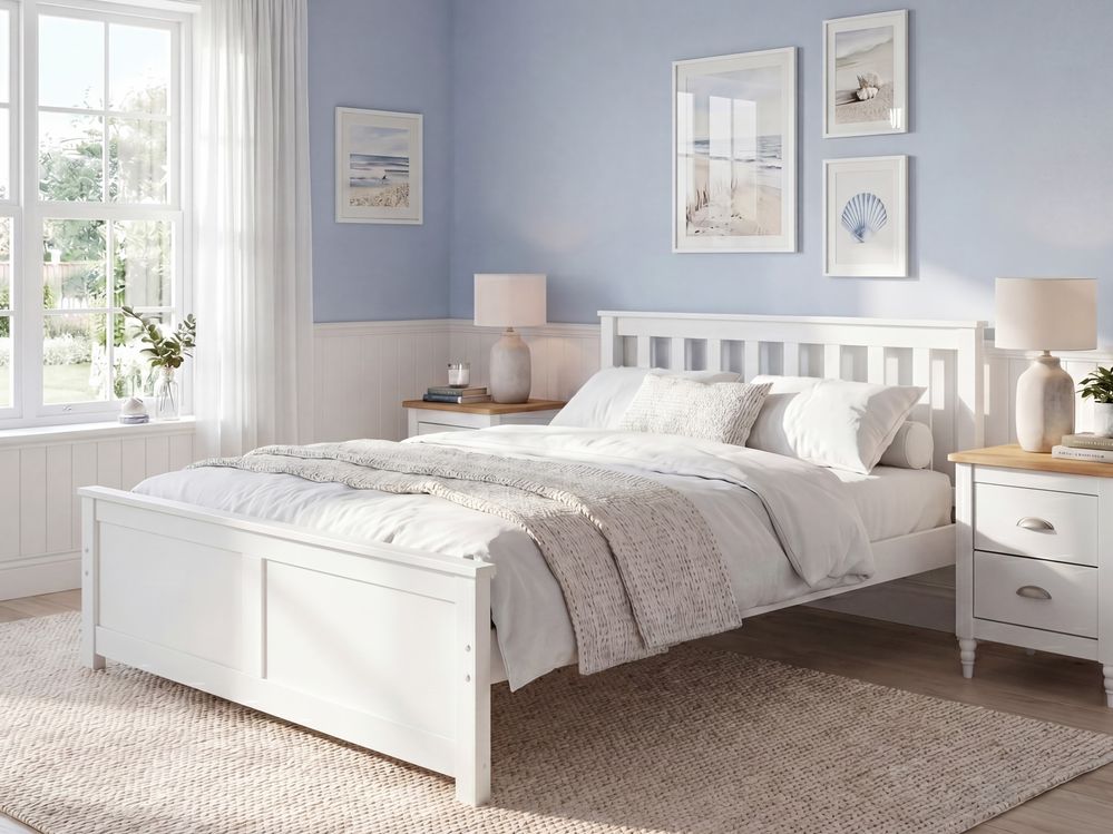 Bed Pine Wood OLENDON 120 x 200 cm (EU Small Double) White