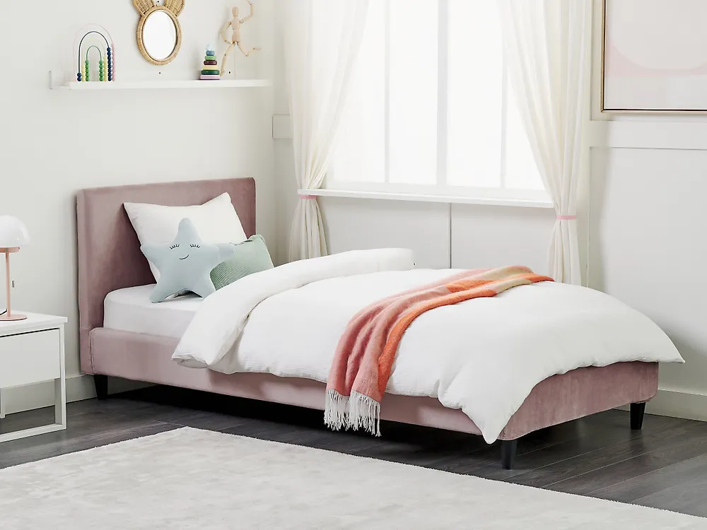 Bed Frame Cover Velvet FITOU 90 x 200 cm Pink_1183291