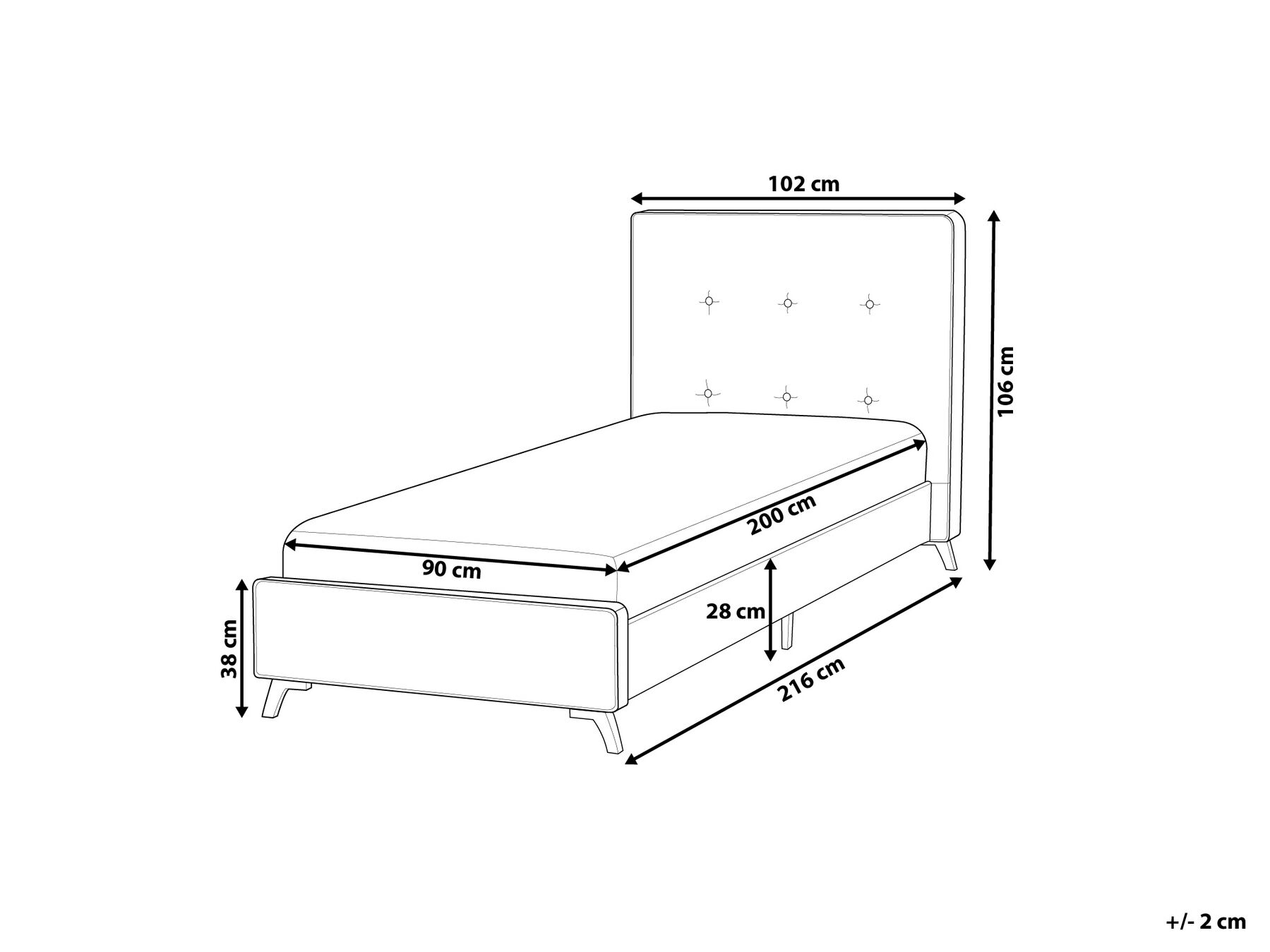 Bett mit Lattenrost Stoff AMBASSADOR 90 x 200 cm Beige_713927