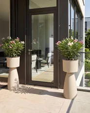 Set of 2 Plant Pots MYOSOTIS 28 cm Beige_1123723