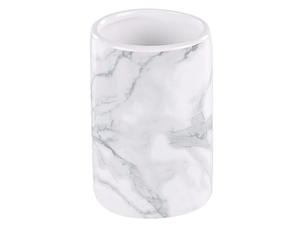 4-Piece Bathroom Accessories Set ARAUCO Ceramic Marble Effect White Marble_788577