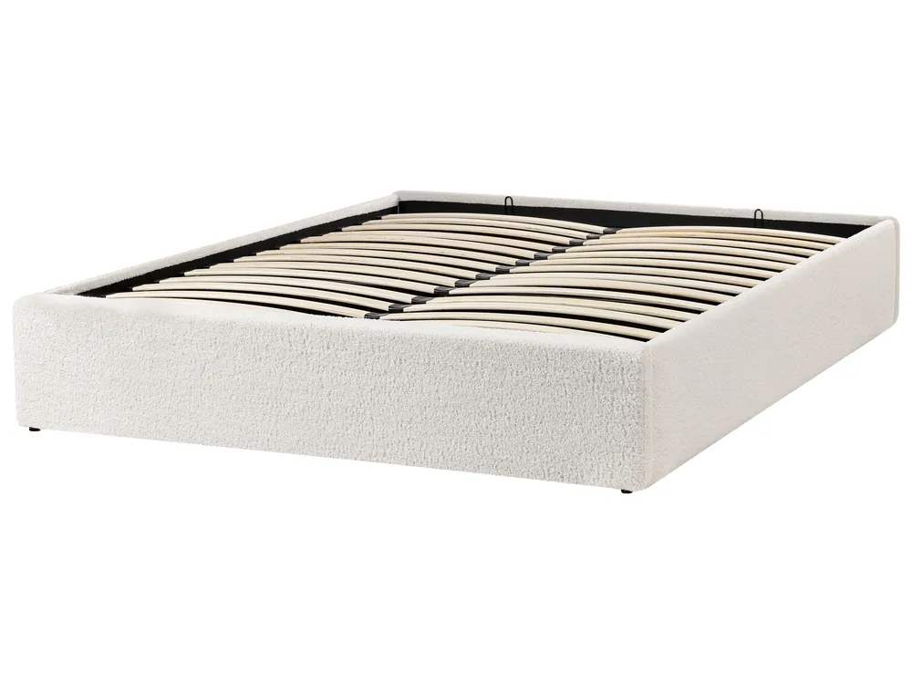 Ottoman Bed without Headboard DINAN Boucle Off-White 140 x 200 cm (EU Double)_903682