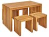 Gartenmöbel Set mit Hockern 4-Sitzer BELLANO Akazienholz Braun