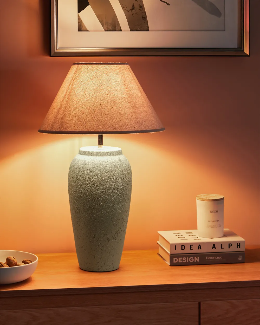 Tischlampe AMBLO Keramik Cremeweiß