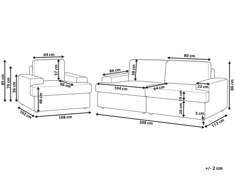 Sofa Set 4-Sitzer ALLA Stoff Taupe_893842