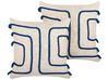 Set of 2 Decorative Cushions PLEIONE 45 x 45 cm Cotton Navy Blue Geometric Pattern