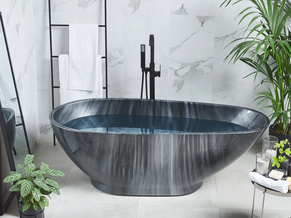 Freistehende Badewanne RIOJA 170 x 80 cm Schwarzer Marmor