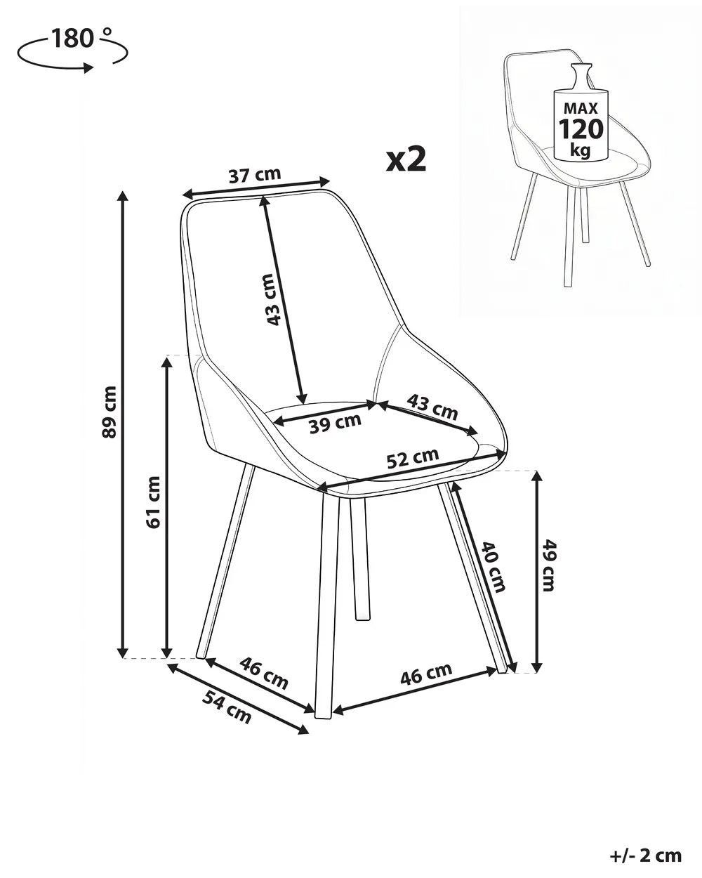 Esszimmerstuhl 2er Set TERLTON Samtstoff Beige_1041285