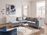 Modular Corner Sofa 4 Seater EVJA with Ottoman Velvet Grey Right Hand_789086