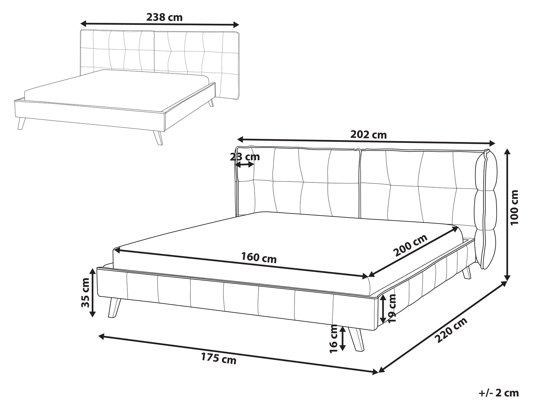 Bett mit Lattenrost Samtstoff SENLIS 160 x 200 cm Beige_918999