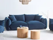 Bank 3-zits LUVOS Fluweel Donkerblauw_970578