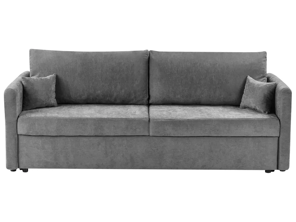 Schlafsofa 3-Sitzer BLEIK mit Stauraum Chenillegewebe Hellgrau