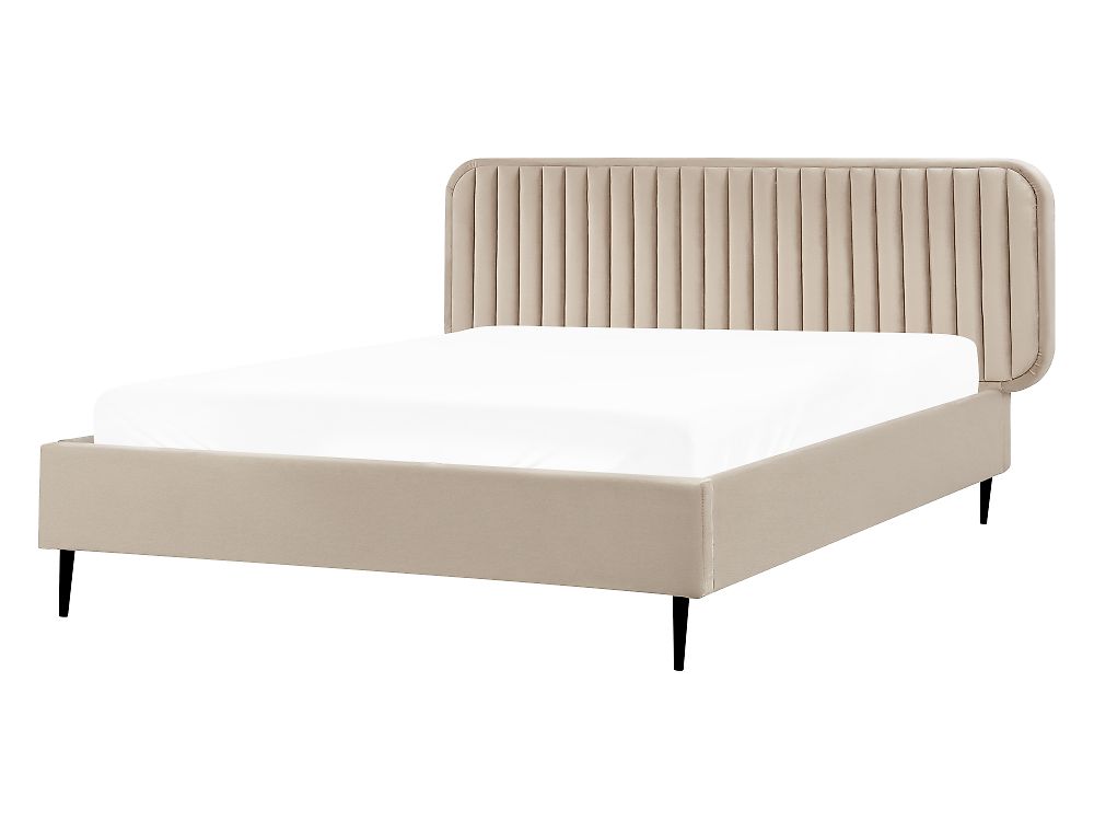 Bed Velvet BRIN 140 x 200 cm (EU Double) Taupe