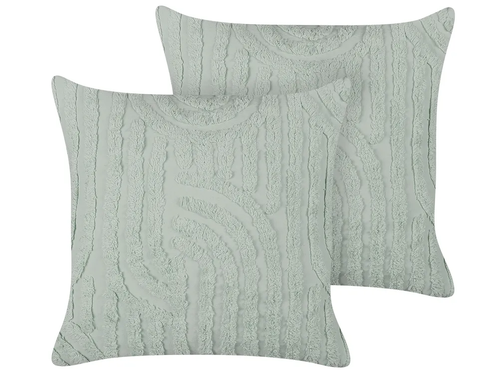 Dekokissen 2er Set TELLIMA 45 x 45 cm Baumwolle Mintgrün Geometrisches Muster
