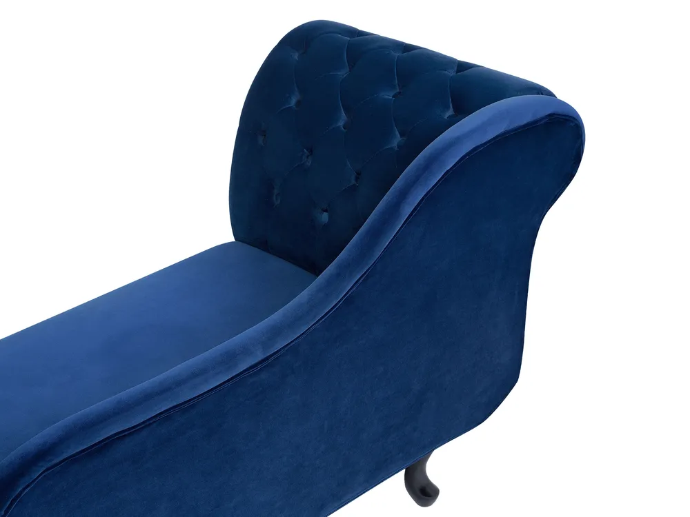 Linksseitige Chaiselongue NIMES Samtstoff Marineblau_696716