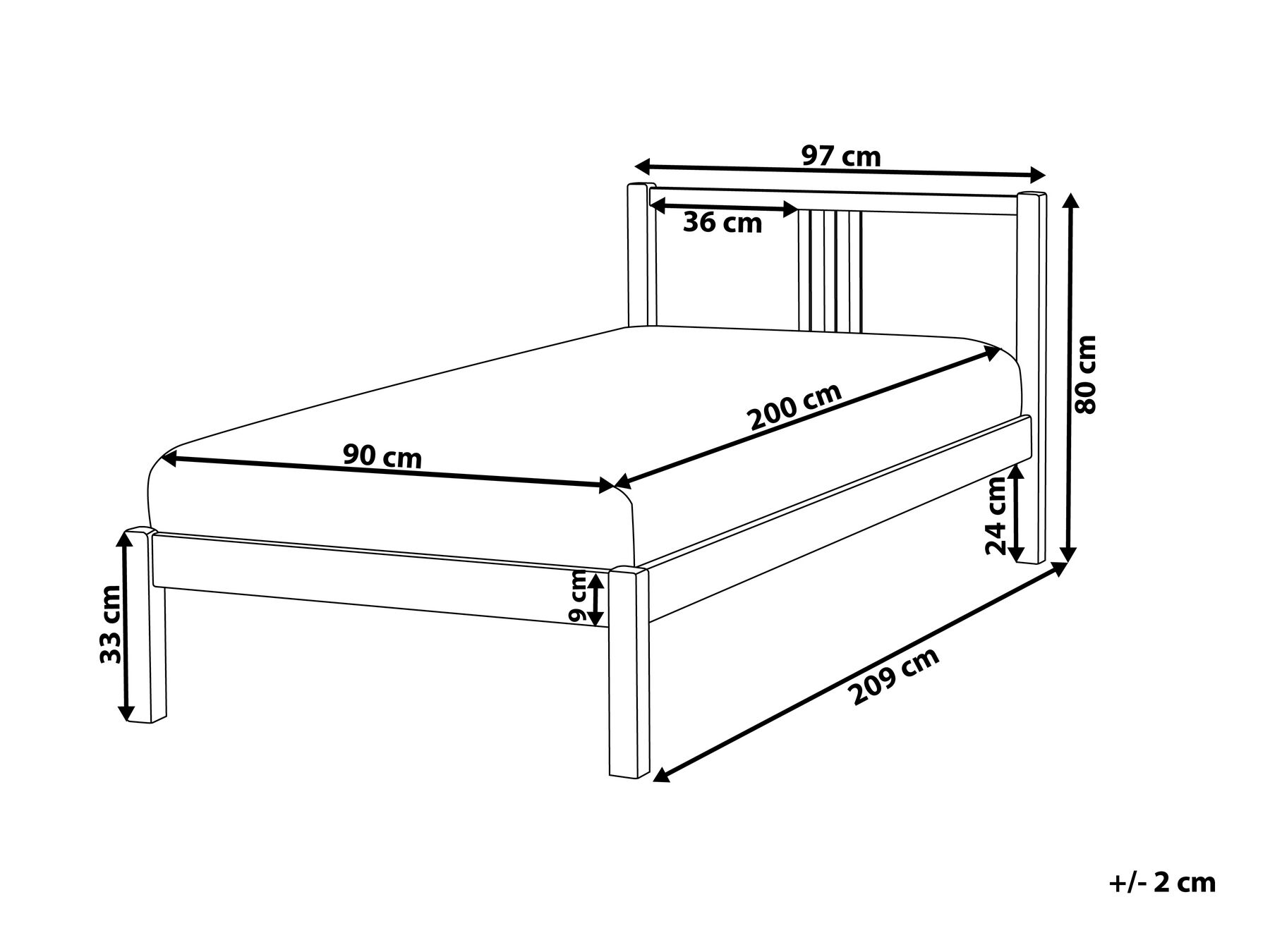 Bett mit Lattenrost Kiefernholz VANNES 90 x 200 cm Weiß_750842