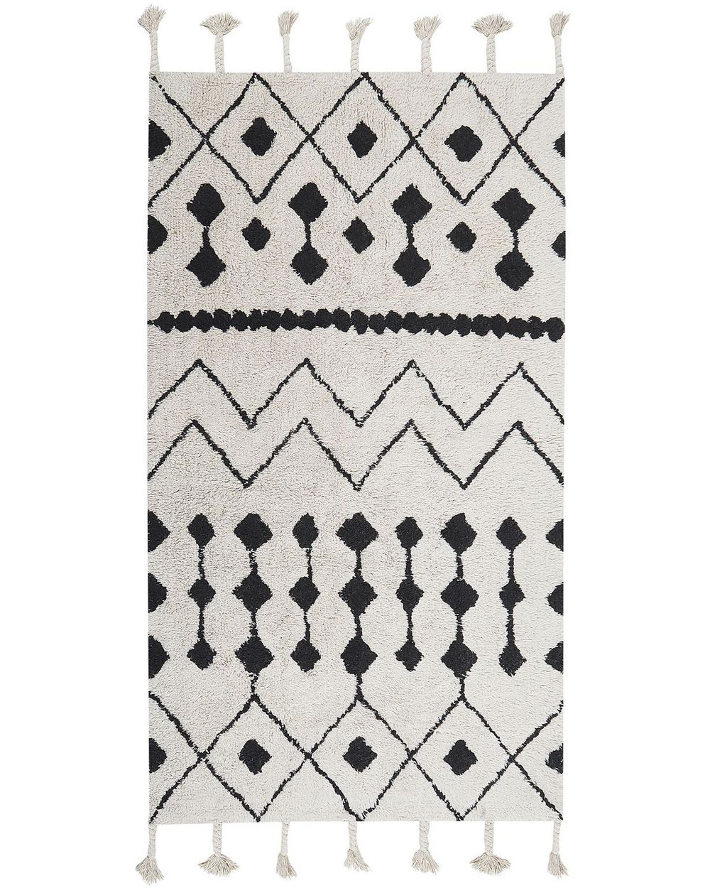 Teppich KHEMISSET Cremeweiß 80 x 150 cm Baumwolle