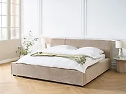 Bett mit Lattenrost Bouclé MIRANDE 180 x 200 cm Taupe_1178975
