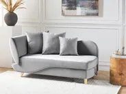 Linksseitige Chaiselongue MERI mit Stauraum Samtstoff Hellgrau_903540