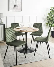 Esszimmerstuhl 4er Set HAVRE Samtstoff Olivgrün_1070993