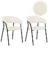 Esszimmerstuhl 2er Set MARIPOSA Bouclé Cremeweiß