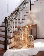 Weihnachtsdekoration 3er Set LED NAKILLA 64/54/42 cm Weihnachtsgeschenke Braun_1179703