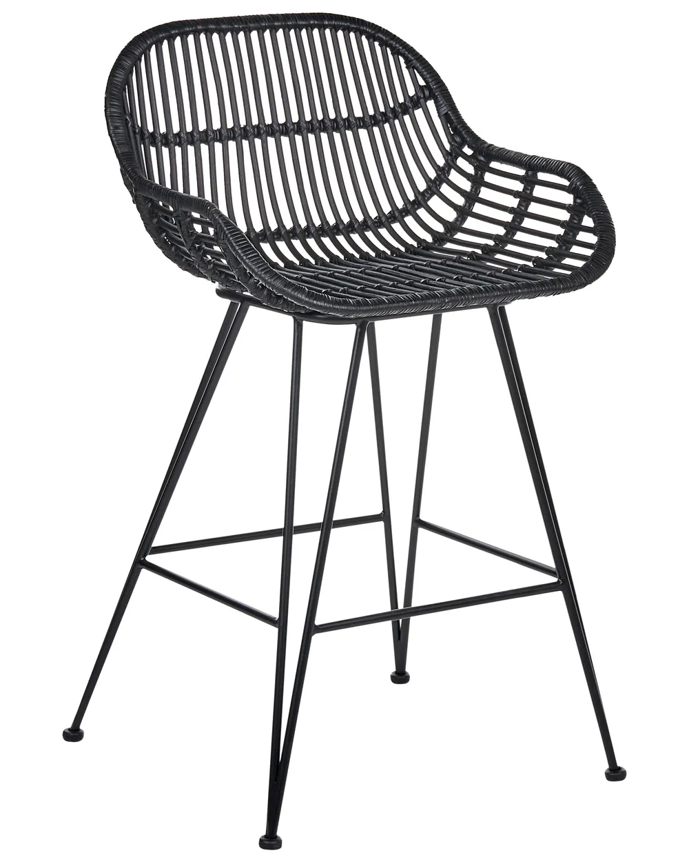 Set mit 2 Barstühlen TERRELL Rattan Schwarz_1072290