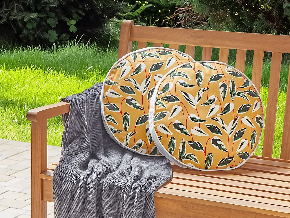 Gartenkissen 2er Set TAGGIA Pflanzenmuster 40 x 40 cm Gelb_1183733