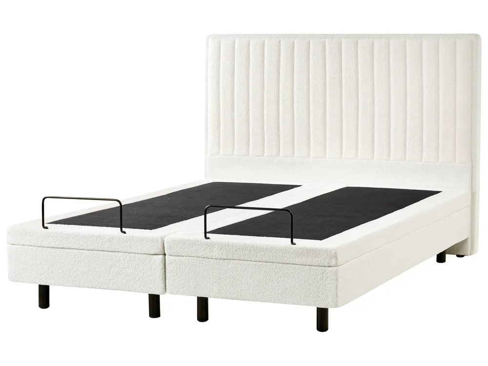 Bett verstellbar Bouclé DUKE II 160 x 200 cm Cremeweiß_1026086