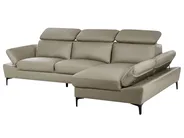 Corner Sofa 4 Seater FARILA Adjustable Leather Taupe Left Hand_959845