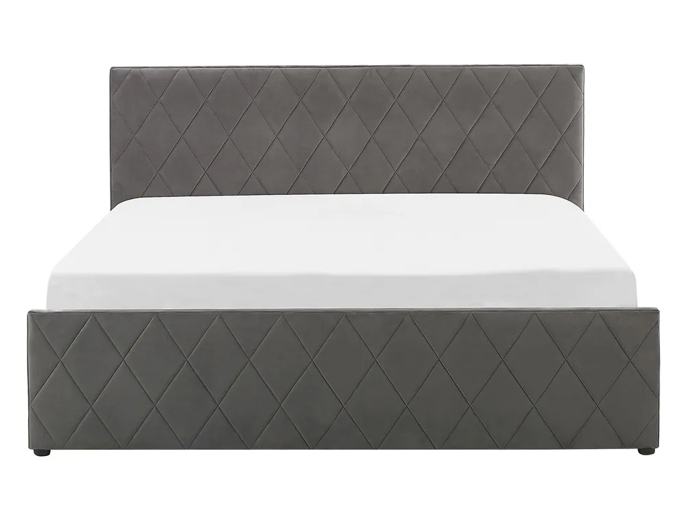 Bett mit Stauraum ROCHEFORT Samtstoff Grau 140 x 200 cm_786502